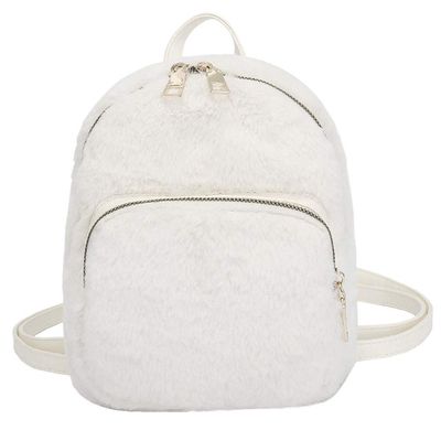 SRZYMJ Small Women's Backpack, White, Waterproof Mini Hiking Backpack, Brown Vintage Faux Leather, Foldable Sides with Frame