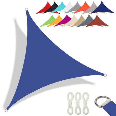 CANYUE Triangular Waterproof Sun Shade Sail, 95% UV Protection, Oxford Fabric, Sapphire Blue, 2.4 x 2.4 x 2.4 m