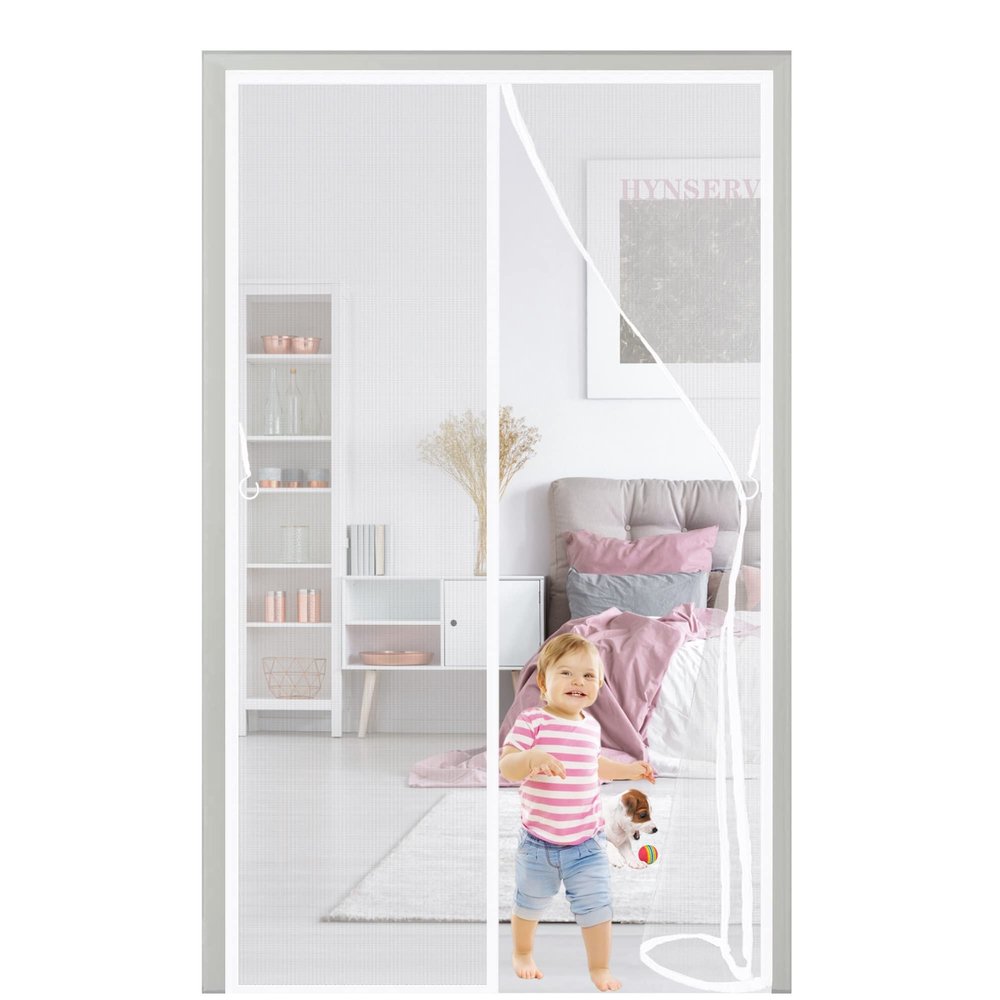 Magnetic Screen Door 120 x 210 cm, Insect Net with Hook-and-Loop Tape, No Drilling