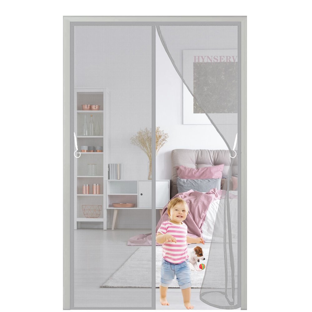Magnetic Insect Screen Door Curtain, 100 x 250 cm, Gray