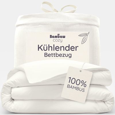 Bambaw Bamboo Duvet Cover 155 x 220 cm, Cooling Summer Bedding, Ivory