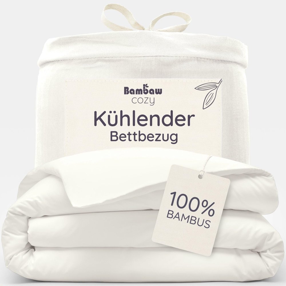 Bambaw Bamboo Duvet Cover 155 x 220 cm, Cooling Summer Bedding, Ivory