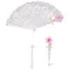 Theaque Folding Fan with Lace and Flower, Vintage Style view 4