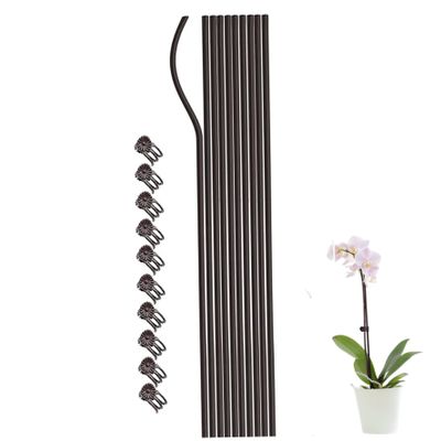 10 Plant Support Stakes with 10 Orchid Clips, 19.7 in