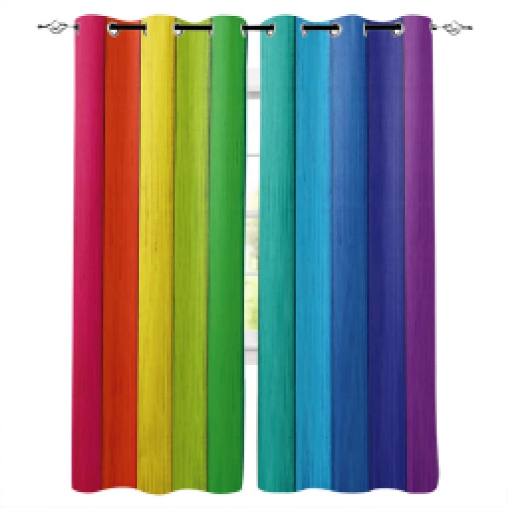 XIANGPEIFBH Rainbow Pink Morning Glow Blackout Curtains for Home, 100 x 260 cm, Set of 2