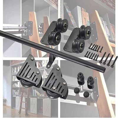 CATANK Black Round-Tube Rolling Ladder Hardware Kit, 10 ft/300 cm Track