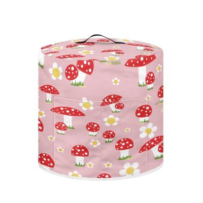 ZIATUBLES Mushroom Floral Pattern Pressure Cooker Cover, Air Fryer Cover with Handle and Pocket, Decorative Kitchen Appliance Cover, Dustproof, Washable, 8 Quart