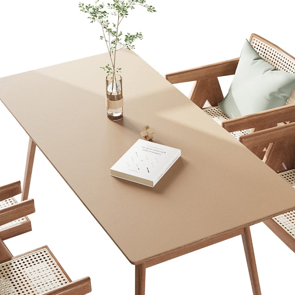 FANIVIN PU/PVC Tablecloth and Table Protector, Apricot, 100 × 100 cm