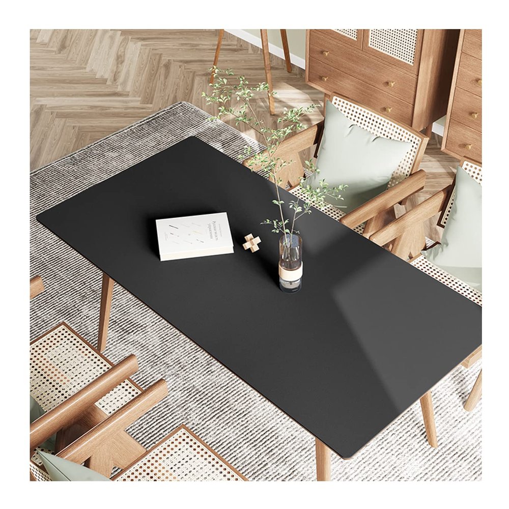 FANIVIN PU Tablecloth, One-Sided Waterproof, Black, 100 x 100 cm
