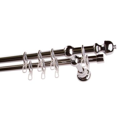 Garesa Andrea Curtain Rod, 20 mm, 2-Track, Chrome, 380 cm, with Rings and Pleat Hooks