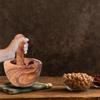 Olive Wood Mortar and Pestle, Handmade, Approx. 12 cm view 3