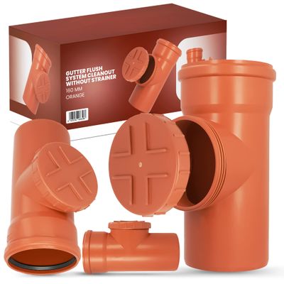 Rain Gutter Downpipe Access Pipe, Siphon Without Screen, 160 mm, Gray