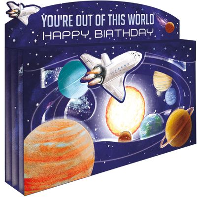 Spectacular 3D Out-of-This-World Space Birthday Card SPT006