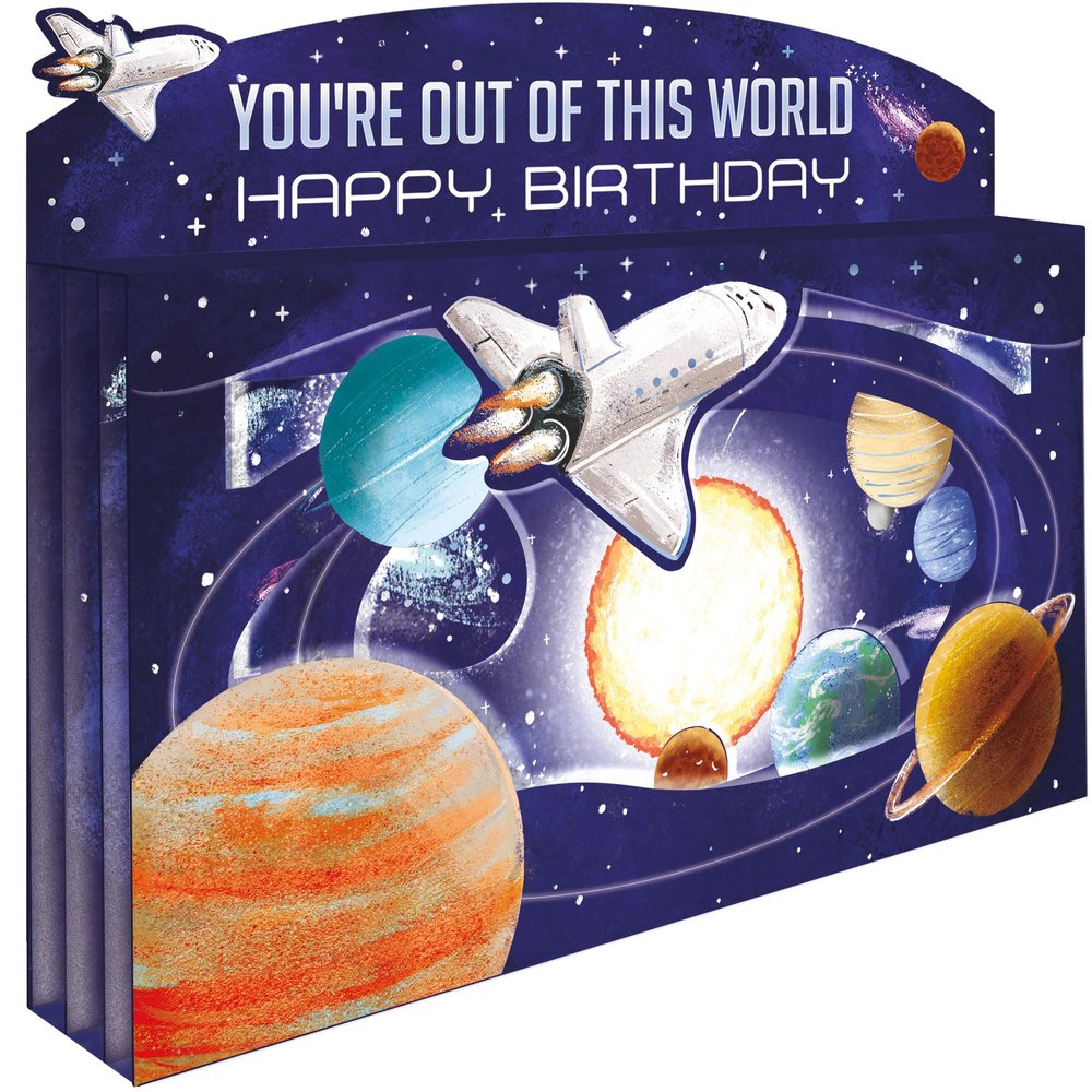 Spectacular 3D Out-of-This-World Space Birthday Card SPT006