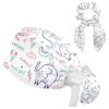HOHODIY Adjustable Work Cap with Buttons, Elephant Crocodile Monkey Protective Hat with Bow Hair Tie for Women, Multicolor 01, M/L view 1