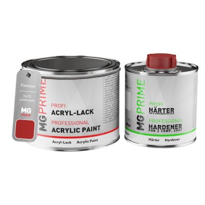 MG PRIME Pantone 7627C Red Semi-Matte Acrylic Paint, Can + Hardener, 0.75 L