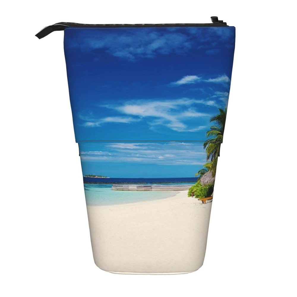 Lsjuee Ocean Print Standing Pencil Case with Zipper
