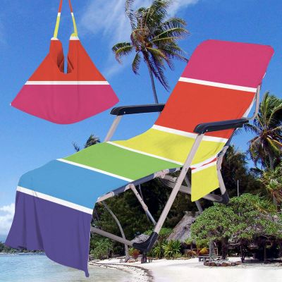 FANSU Garden Lounger Cover, Microfiber Terry Cover with Pockets, Rainbow, 75 x 210 cm