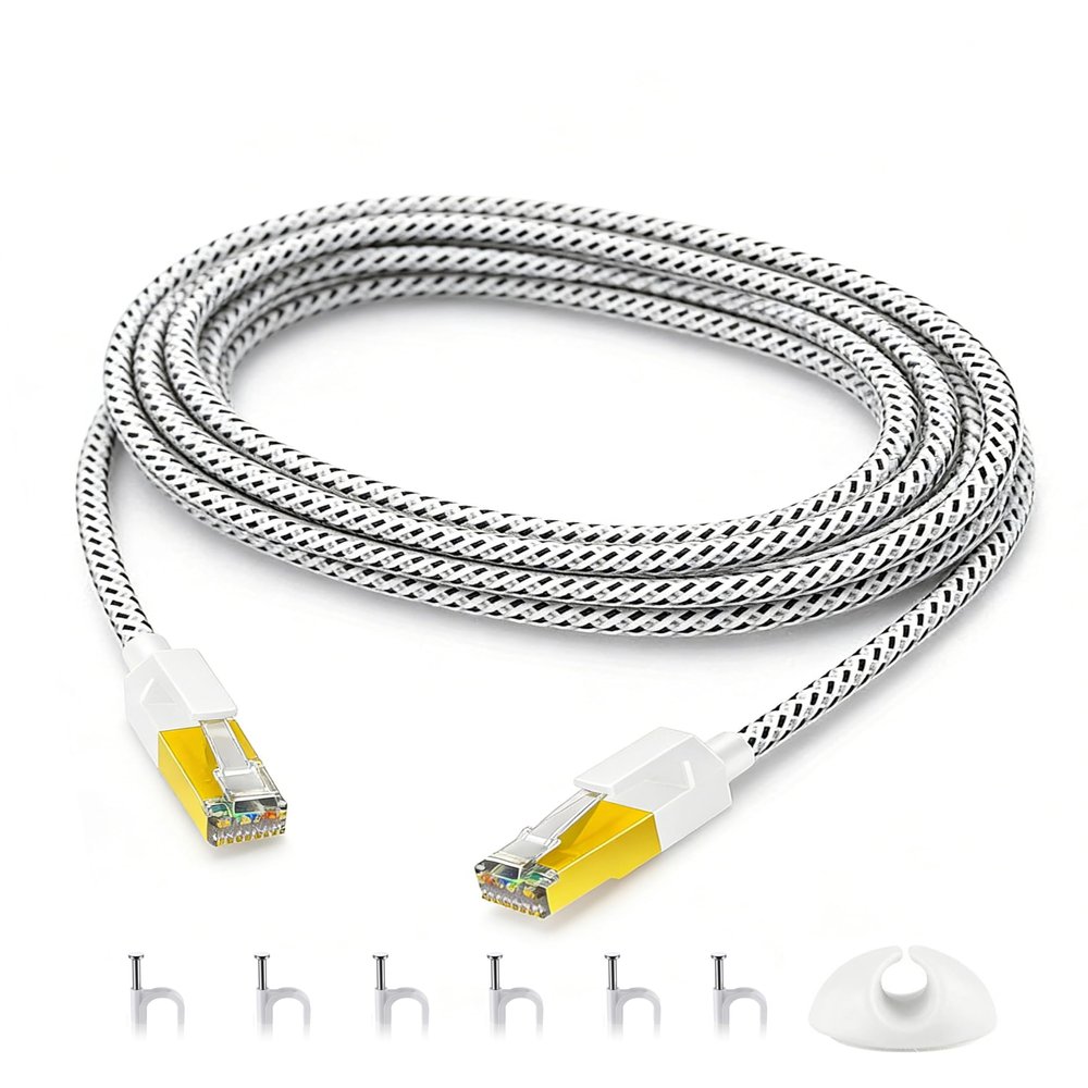 HuLuWa Cat7 RJ45 Ethernet Cable 3 m, 10 Gbps, 600 MHz, S/FTP