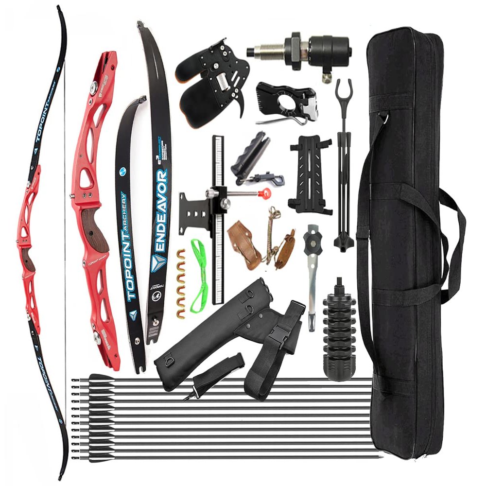 surwolf 18–44 lb Recurve Bow Set, 66/68/70 in, Adult Takedown ILF Bow, Red 2# 66 in–44 lb