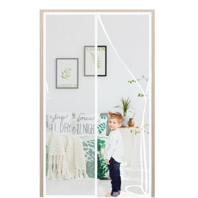 Magnetic Fly Screen Door, White, 95 x 205 cm, Hands-Free, No Drilling
