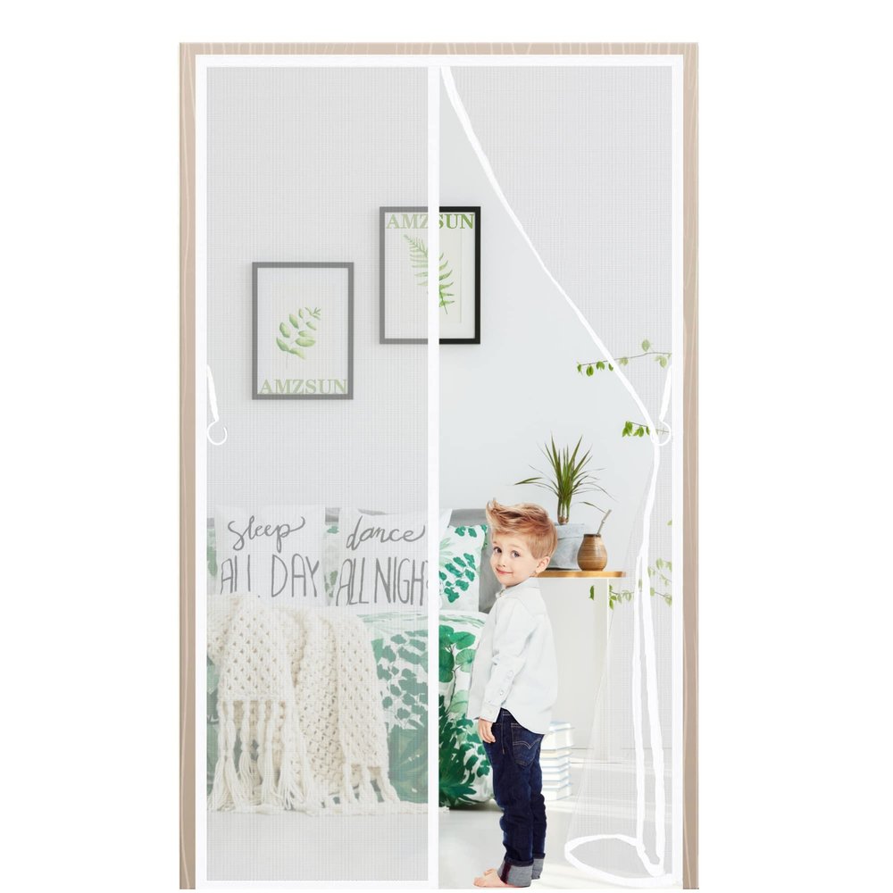 Magnetic Fly Screen Door, White, 95 x 205 cm, Hands-Free, No Drilling