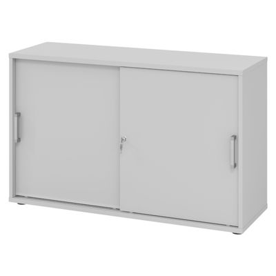 bm 2-OH Lockable Gray Filing Cabinet with Sliding Doors