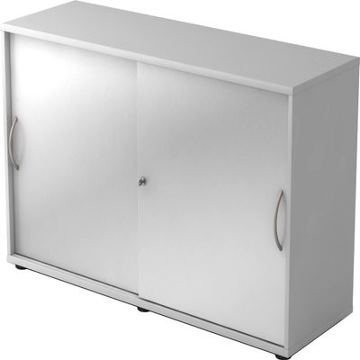 bm 2OH Sliding-Door Cabinet, Lockable, Gray/Silver