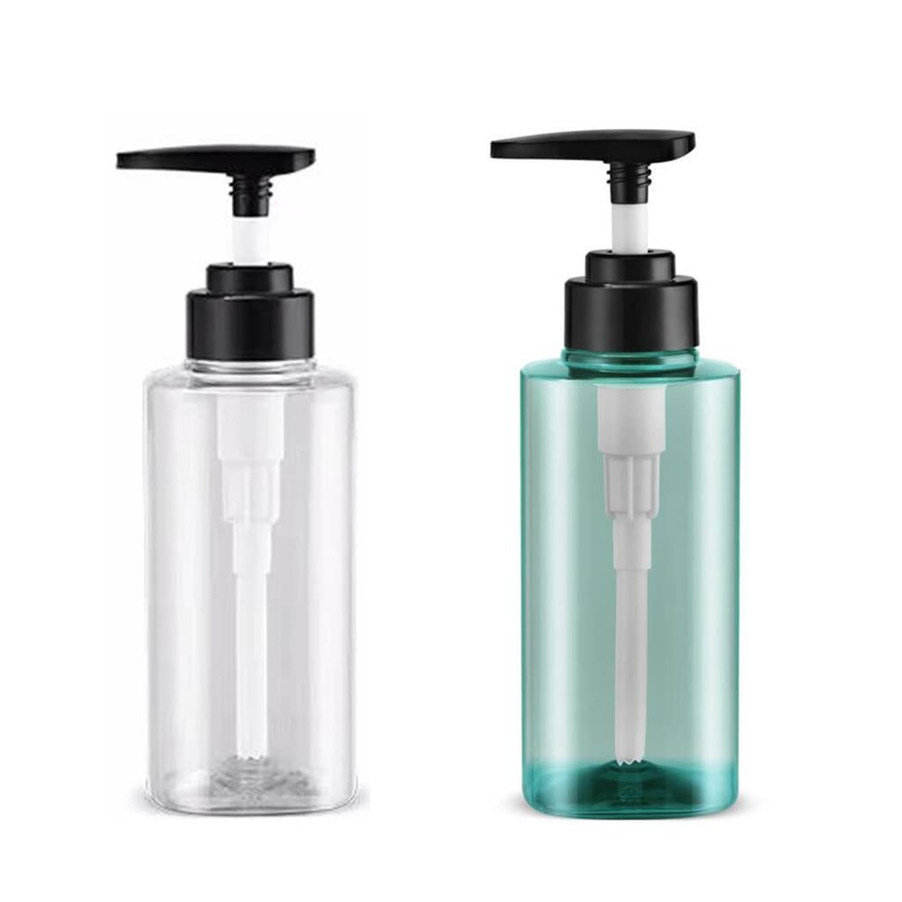 SUREK Square Countertop Soap Dispenser, Refillable Plastic Lotion Bottle, 300 ml