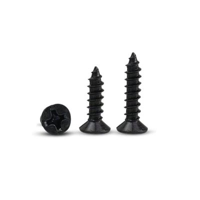 Dowel Screw Set, 100 pcs, 2 x 6 mm, 2 x 7 mm, 2 x 8 mm, 2.5 x 8 mm, 2.5 x 10 mm, Flat-Head Screws, Black