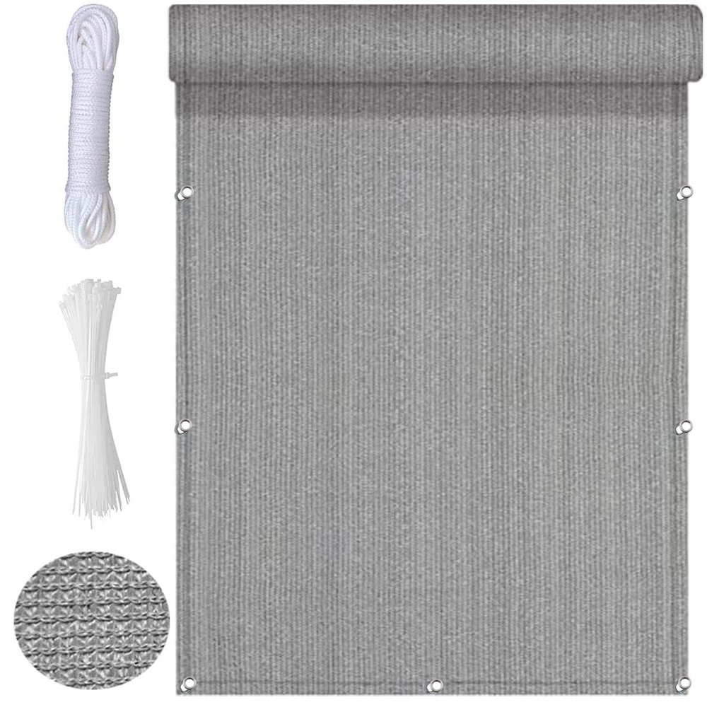 Rectangular Privacy Screen 3.2 x 7.5 m for Balcony Fences, Gray