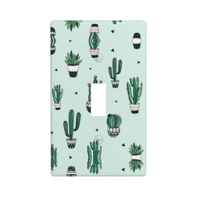 Green Cactus Decorative Wall Plate for Light Switches, Dimmers, and Outlets