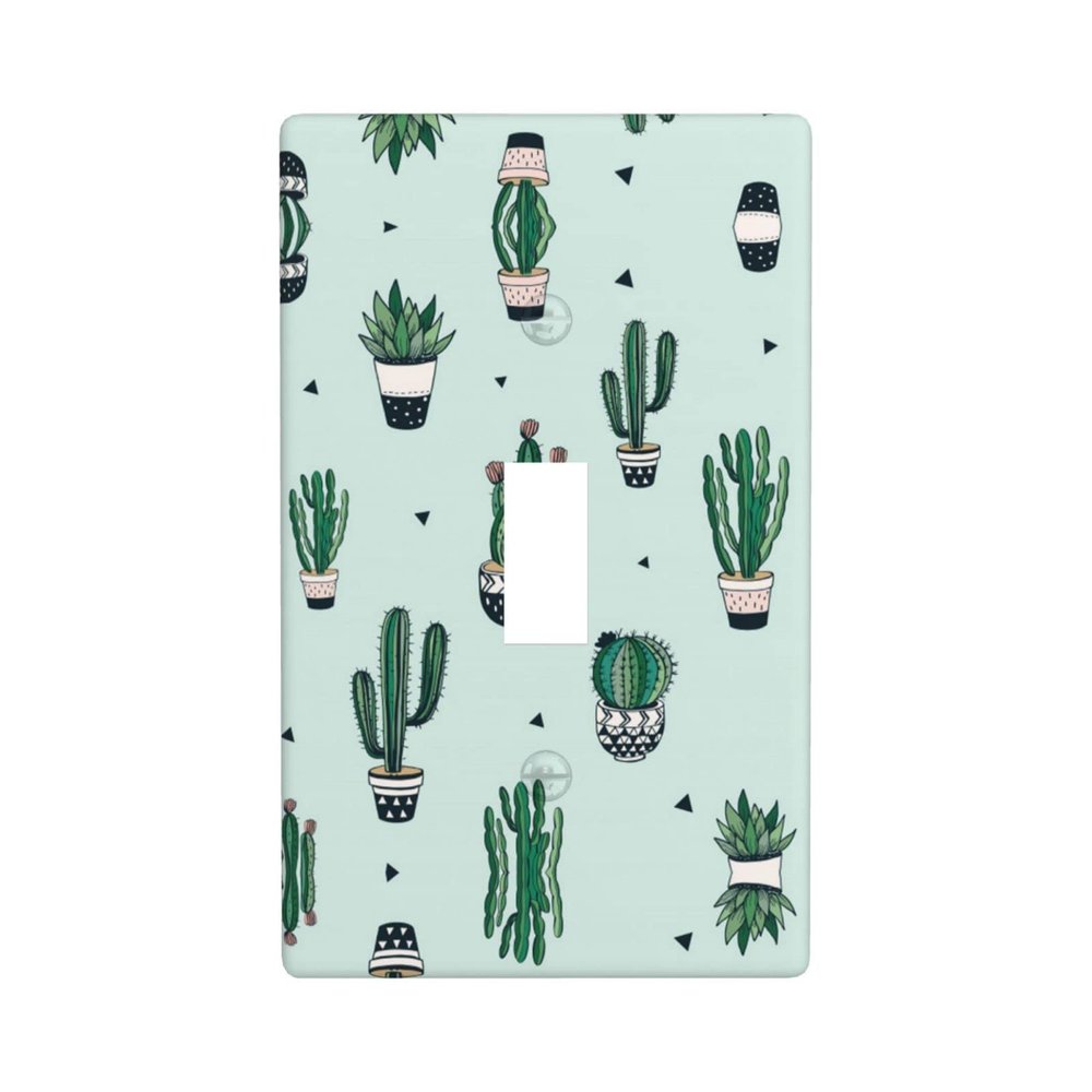 Green Cactus Decorative Wall Plate for Light Switches, Dimmers, and Outlets