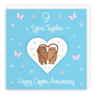 Hunts England 9th Anniversary Card for Her or Him, Copper Anniversary, Romantic Meadows