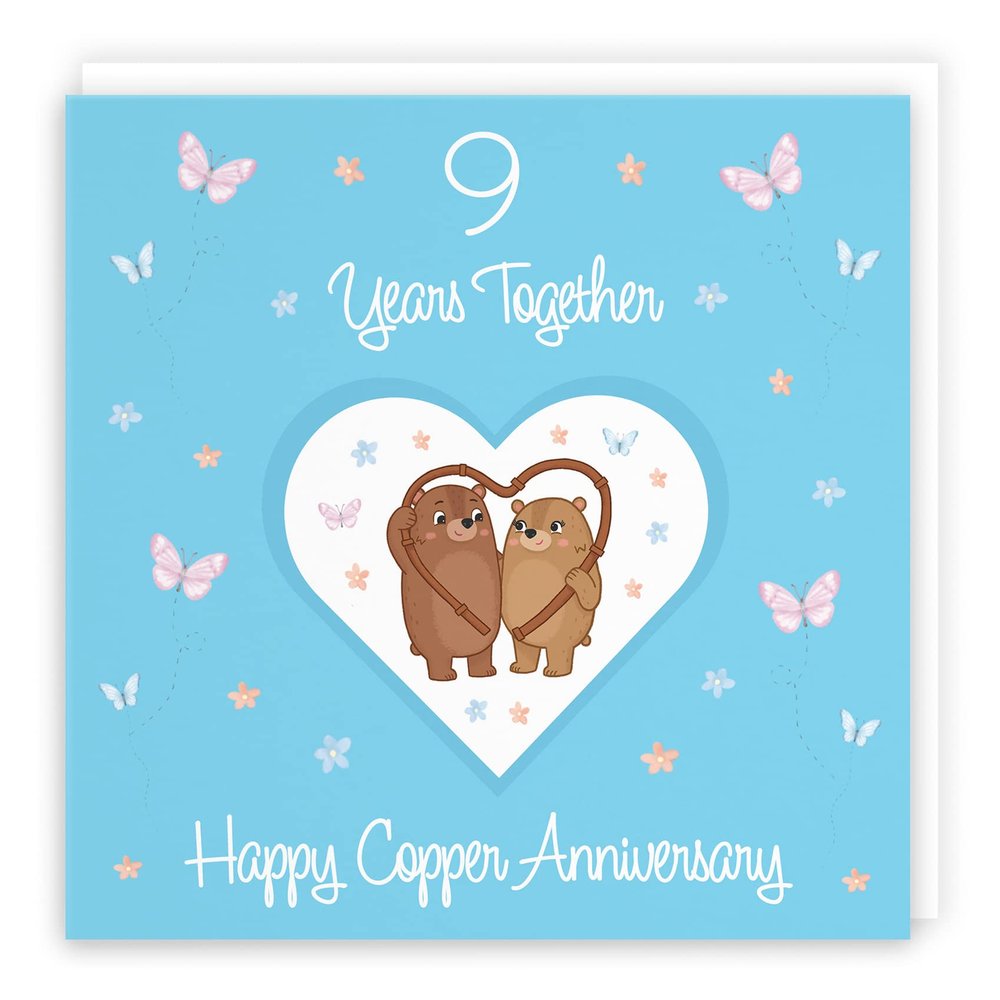 Hunts England 9th Anniversary Card for Her or Him, Copper Anniversary, Romantic Meadows