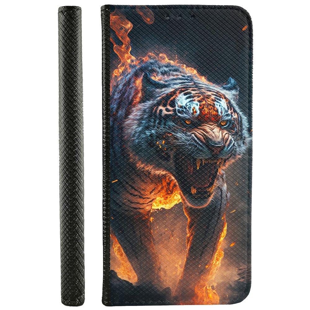 CoverHeld Phone Case for Samsung Galaxy A13 5G, Faux Leather Flip Case, Design 3505 Tiger in Flames