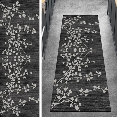 Ymural Vintage Kitchen Runner Rug, Black, 80 x 450 cm, Washable, Non-Slip, Customizable