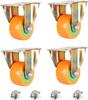 Heavy-Duty Casters, Set of 4 Swivel Casters, Yellow, 2 in Polyurethane Foam Furniture Casters, 360° Top Plate, Ball Bearings, Dual Locking, Quiet, 661 lb Load Capacity, with Screws, for Trolleys and Cabinets view 1