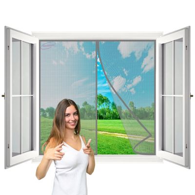 Magnetic Fly Screen for Windows, 90 x 100 cm, Automatic Closing, Gray