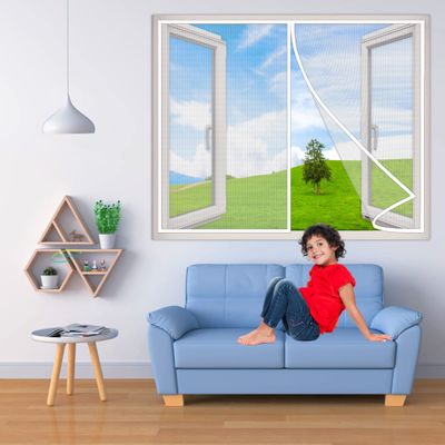 Magnetic Fly Screen Curtain for Windows, 130 x 60 cm, White