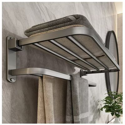 ELZEM 2-Tier Wall-Mounted Stainless Steel Towel Rack, 70 cm, Color A