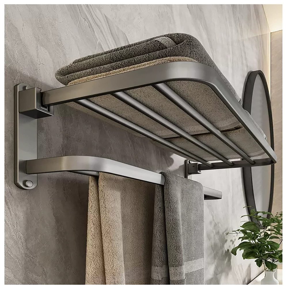 ELZEM 2-Tier Wall-Mounted Stainless Steel Towel Rack, 70 cm, Color A