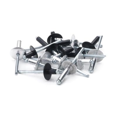 Open-End Pop Blind Rivets with Large Flange, Black M5, 40-Pack, 16 mm