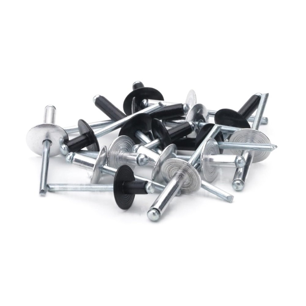 Open-End Pop Blind Rivets with Large Flange, Black M5, 40-Pack, 16 mm