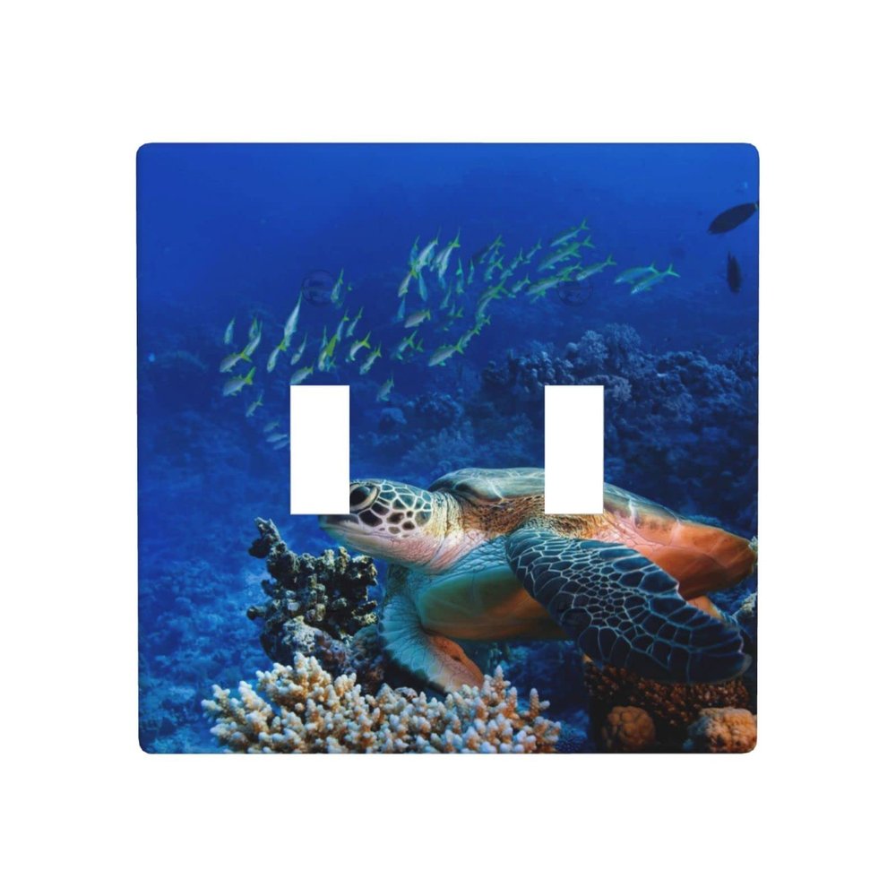 Sea Turtle with Fish Decorative Wall Plate for Light Switches and Outlets