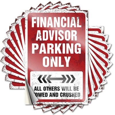 CakJuice Wooden Bathroom Sign, "Financial Advisor Parking Only," Funny Sticker, 10 Pieces, Hanging Decoration for Porch or Bedroom, Accessory (8 x 12 cm)