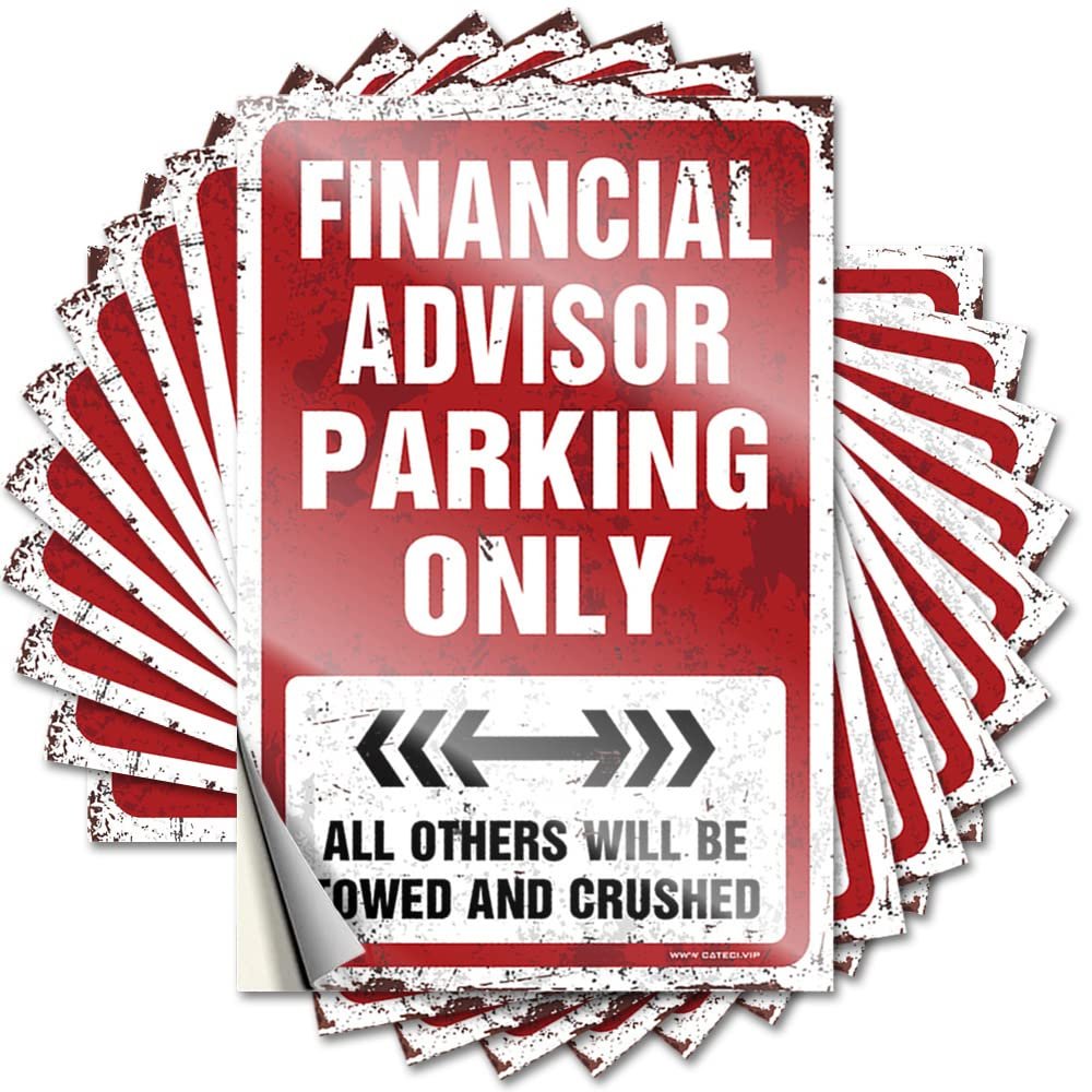 CakJuice Wooden Bathroom Sign, "Financial Advisor Parking Only," Funny Sticker, 10 Pieces, Hanging Decoration for Porch or Bedroom, Accessory (8 x 12 cm)