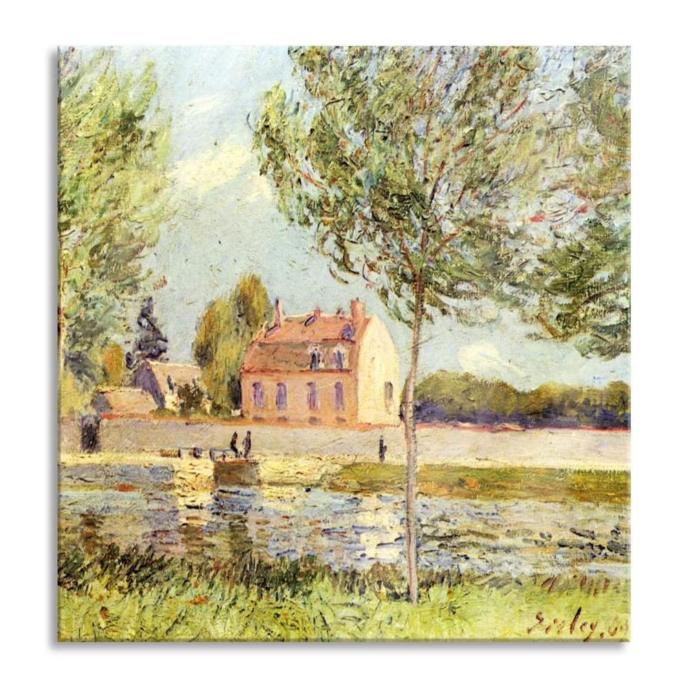 Alfred Sisley – Houses on the Banks of the Loing Glass Cooktop Cover & Splash Guard, 60 x 52 cm