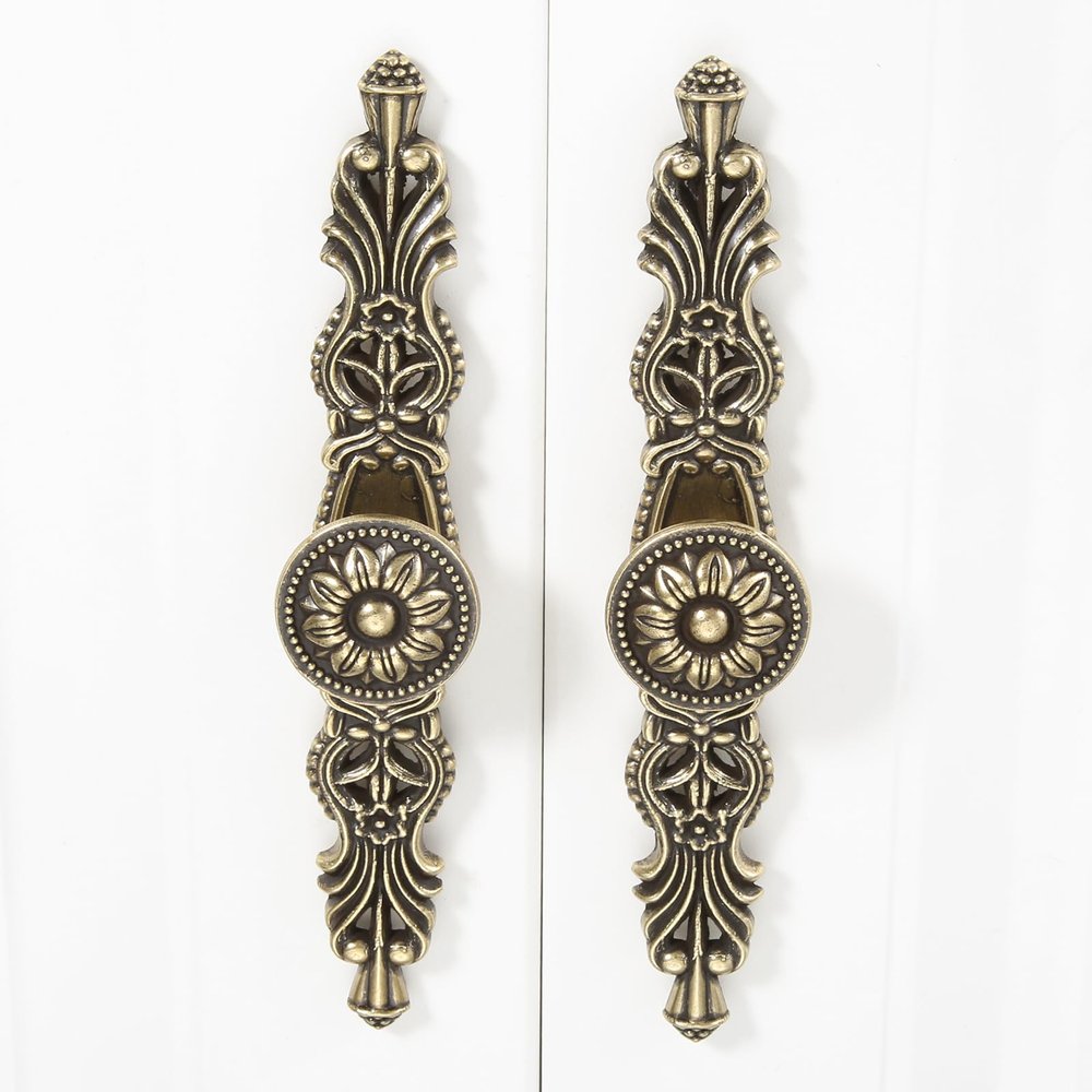 Mgoodoo 2-Pack Vintage Cabinet Pulls, Antique Bronze, 96 mm Hole Spacing