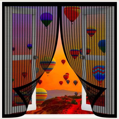 Insect Screen Window 110 x 120 cm, Self-Adhesive Magnetic Mosquito Net, Black
